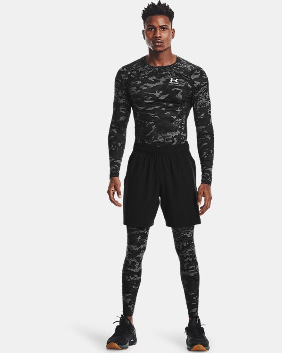 Men's HeatGear® Armour Camo Leggings, Black, pdpMainDesktop image number 0